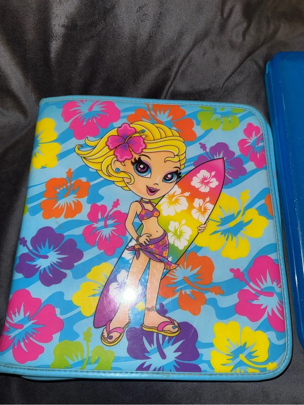 Lisa Frank surf girl blue binder